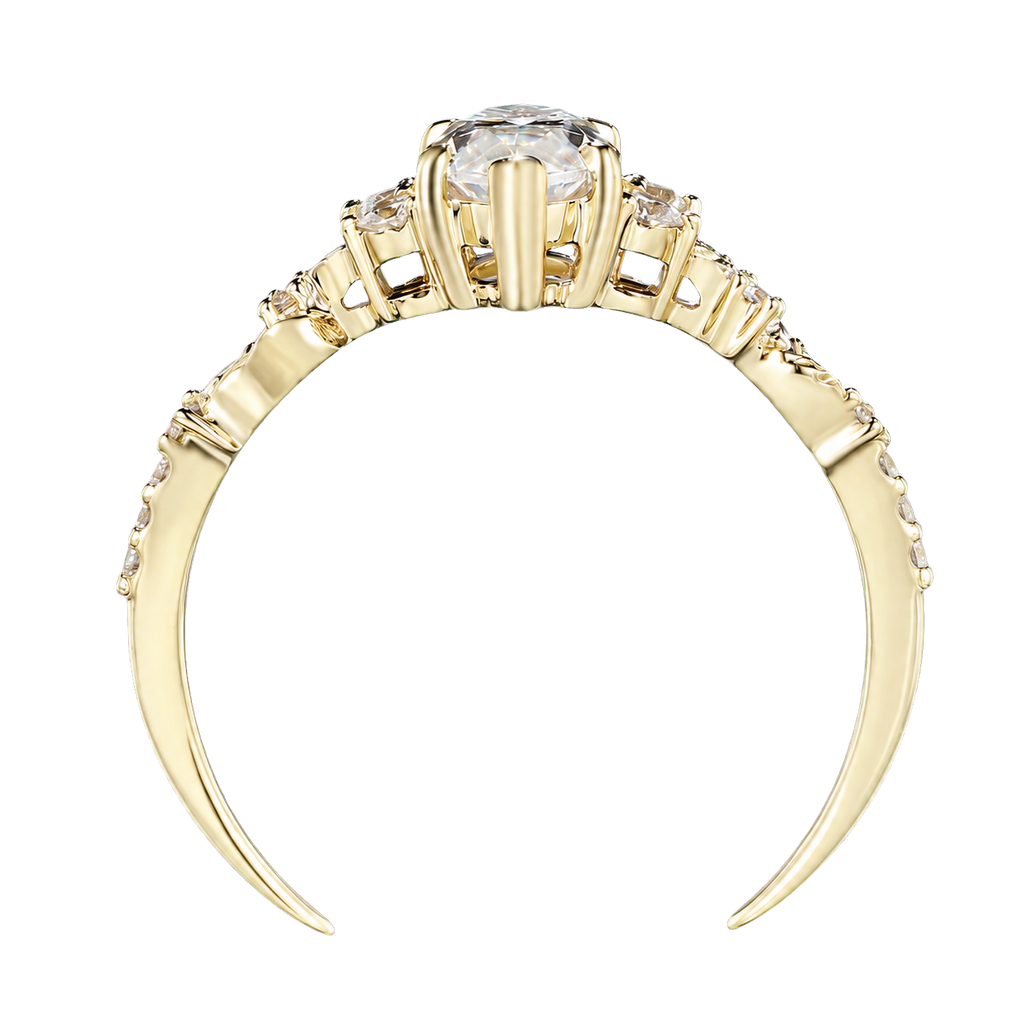 18K Yellow Gold Marquise Moissanite Engagement Ring